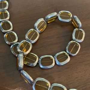 Amber Glass, Table Cut Square Bead - 12 mm